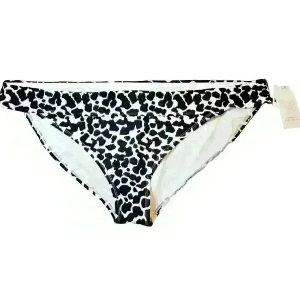 NWT TIME & TRU Bikini COW Print Bottoms LINED Mid Rise Swim Bathing suit size 3x
